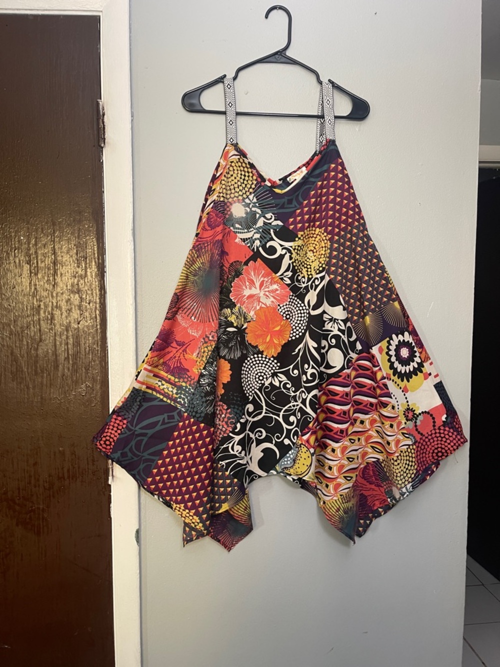 Women's Asymmetrical Patchwork Floral Dress - Multicolor